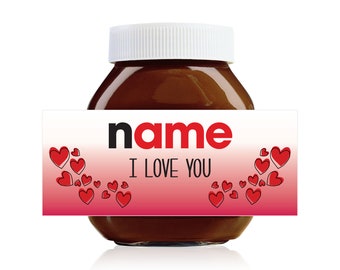Personalised 'I Love You' Themed Label for 750g Nutella Jar!