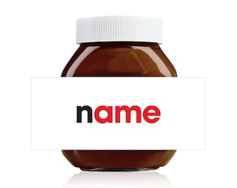 3 x Personalised Simple Name Theme Labels for 750g Nutella Jar!