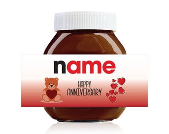 Personalised 'Happy Anniversary' Label for 750g Nutella Jar!