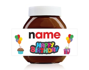 Personalised 'Happy Birthday' Label for 750g Nutella Jar!
