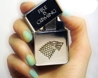 Game of Thrones lighter Lighter gift , stark fan, lighter cigarette, personalized gift, lighter, laser engraving Christmas gift