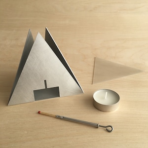 Open Tetrahedron Pyramid Metal Tea light holder Lantern image 2