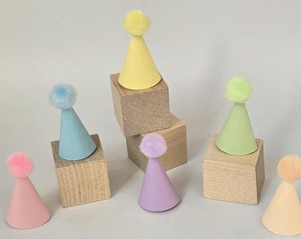 6er Set Mini Pastell Partyhüte Partytier Mini Miniatur Partyhüte Dinosaurier Partyhüte Tier Kuchen Cupcake Topper Partyhüte