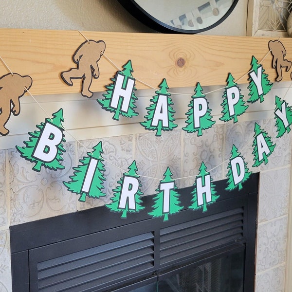 Bigfoot Sasquatch Forest I Believe They Do Exist Paranormal Abominable Snowman Yeti Skunkape Happy Birthday Party Banner