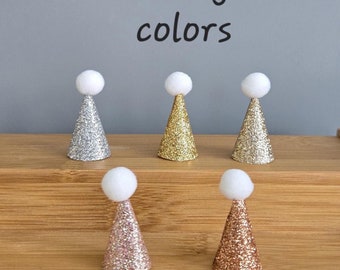 6er Set Mini Partyhüte Partyhüte Tier Mini Partyhütchen Dinosaurier Tier Kuchen Cupcake Topper Silber Gold Glitzer Neujahr Partyhüte