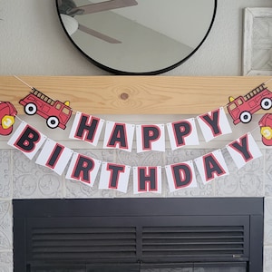 Fireman birthday banner, fire truck birthday banner, fire truck party, Fireman party, firefighter birthday banner, first responder birthday