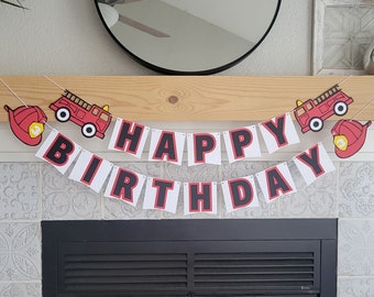 Fireman birthday banner, fire truck birthday banner, fire truck party, Fireman party, firefighter birthday banner, first responder birthday