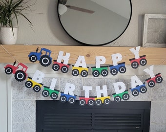 Tractor farmer barnyard farming birthday party banner decorations