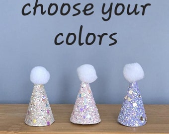 Set of 6 Mini Party Hats Party Animal Mini Minature Party Hats Dinosaur Party Hats Animal Cake Cupcake Topper Party Hats