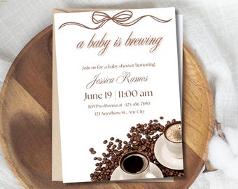 A Baby is Brewing Invitation, Baby Brunch Baby Shower Invitation Template, Breakfast Morning Baby Shower Invite, Baby Brunch Invite