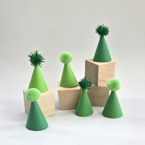 Set of 6 Mini Green Party Hats Party Animal Mini Miniature Party Hats Dinosaur Party Hats Animal Cake Cupcake Topper Party Hats