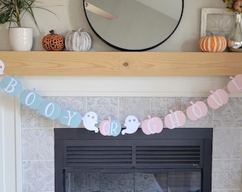 Halloween gender reveal banner, Halloween gender reveal party, booy or ghoul banner, boy or girl Halloween banner