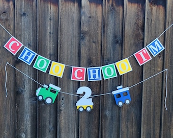 Train Birthday Banner, Choo Choo Party Garland