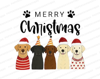 Descarga digital PNG de Labrador Retriever navideño, PNG de perro de Papá Noel navideño, diseño de camiseta navideña para perro