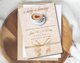 A Baby is Brewing Invitation, Baby Brunch Baby Shower Invitation Template, Breakfast Morning Baby Shower Invite, Baby Brunch Invite