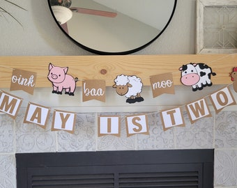 Oink Baa Moo I am Two, Farm Second Birthday, Barnyard Birthday, Farm 2nd Birthday, Farm Theme Birthday