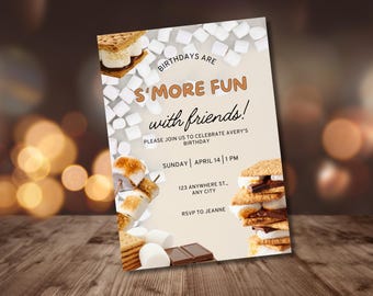 Camping Birthday Invitation Camping Party Invitation Camp Out Under The Stars Boy Campout Smores Party Backyard Camping Invite Campout Party