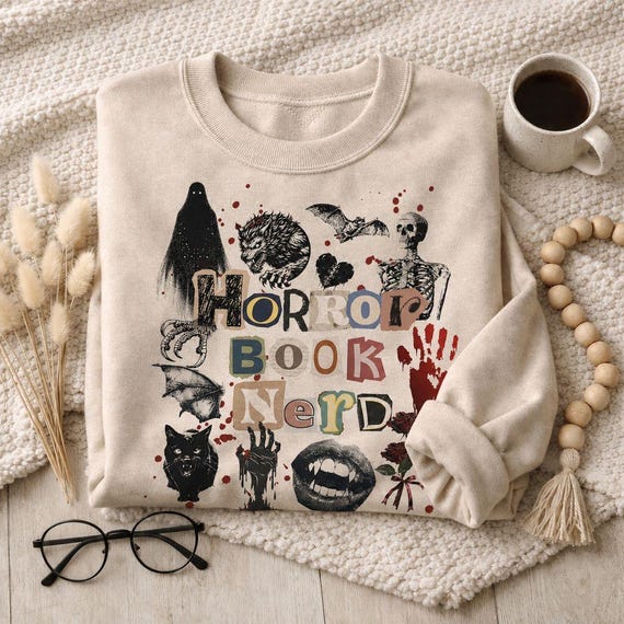 Horror Book Nerd PNG, Book Lover Bookish T Shirt Design