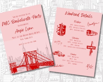 New York City Bachelorette Invitation | NYC Bachelorette Invitation & Itinerary | NYC Theme Bachelorette | Bachelorette Digital Download