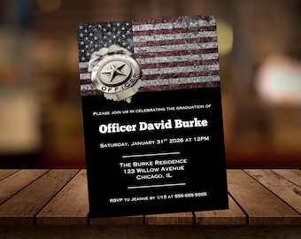 Police Academy Graduation Invitation, Cop Graduation Invitation, Officer Graduation, Instant Digital Download
