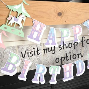 Pastel Pink Carousel Circus Birthday Banner, Carnival Birthday Banner, Circus Birthday, Circus Decorations, Circus Happy Birthday Banner image 9