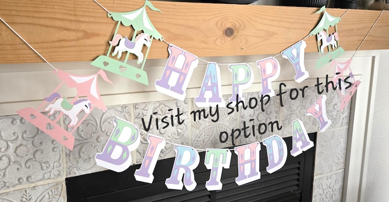Pastel Pink Carousel Circus Birthday Banner, Carnival Birthday Banner, Circus Birthday, Circus Decorations, Circus Happy Birthday Banner image 9