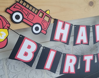 Fireman birthday banner, fire truck birthday banner, fire truck party, Fireman party, firefighter birthday banner, first responder birthday