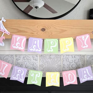 Pastel Pink Carousel Circus Birthday Banner, Carnival Birthday Banner, Circus Birthday, Circus Decorations, Circus Happy Birthday Banner image 2