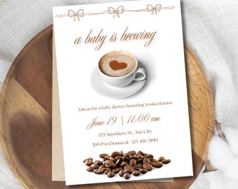 A Baby is Brewing Invitation, Baby Brunch Baby Shower Invitation Template, Breakfast Morning Baby Shower Invite, Baby Brunch Invite