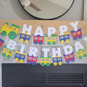 Train birthday banner, train garland, train birthday party banner, happy birthday train banner, train birthday decorations, classroom train