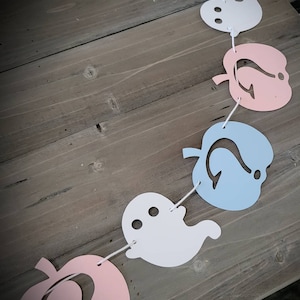 Halloween gender reveal banner, pink and blue pumpkin banner, what will our little pumpkin be, pumpkin ghost gender reveal banner