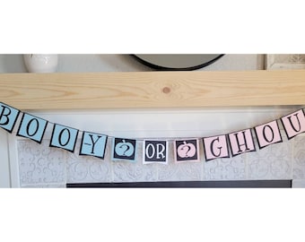 Halloween gender reveal banner, Halloween booy or ghoul banner, lil pumpkin be, pumpkin gender reveal banner