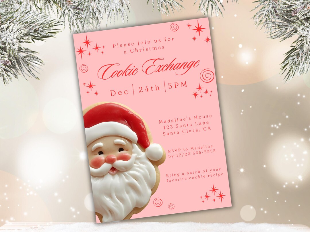 Cookie Exchange Party Invitation, Christmas Invitation Template ...