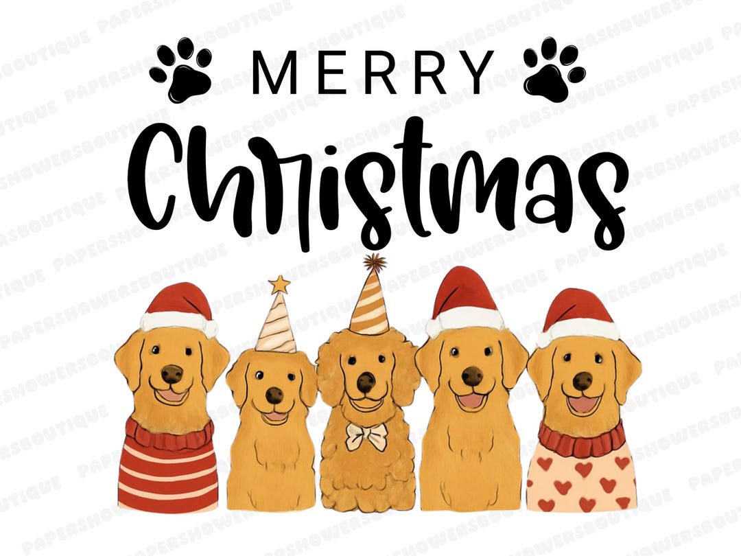 Christmas Golden Retriever PNG Digital Download, Christmas Santa Dog ...