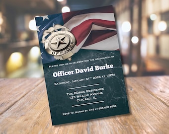 Police Academy Graduation Invitation, Cop Graduation Invitation, Officer Graduation, Instant Digital Download