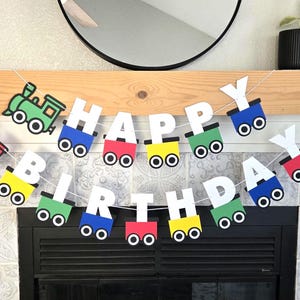 Train birthday banner, train garland, train birthday party banner, happy birthday train banner, train birthday decorations, train decor