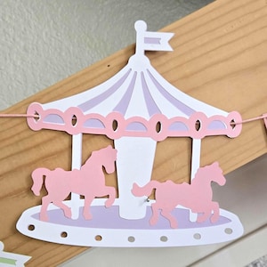 Pastel Pink Carousel Circus Birthday Banner, Carnival Birthday Banner, Circus Birthday, Circus Decorations, Circus Happy Birthday Banner image 3