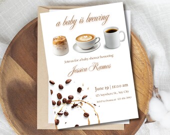 A Baby is Brewing Invitation, Baby Brunch Baby Shower Invitation Template, Breakfast Morning Baby Shower Invite, Baby Brunch Invite