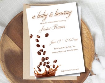 A Baby is Brewing Invitation, Baby Brunch Baby Shower Invitation Template, Breakfast Morning Baby Shower Invite, Baby Brunch Invite