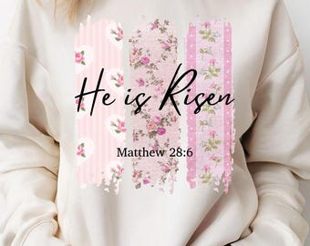 Christian PNG Pray PNG Floral Christian Png Brushstroke Bible Verse Png Religious Design Png He is Risen Png Jesus Faith PNG Matthew 28:6