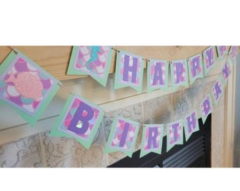 Mermaid birthday banner, mermaid bday banner, mermaid happy birthday banner, under the sea birthday banner, under the sea party banner