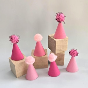 Set di 6 mini cappelli da festa rosa, cappelli da festa in miniatura a forma di animale, cappelli da festa a forma di dinosauro, cappelli da festa a forma di animale, topper per cupcake e torte