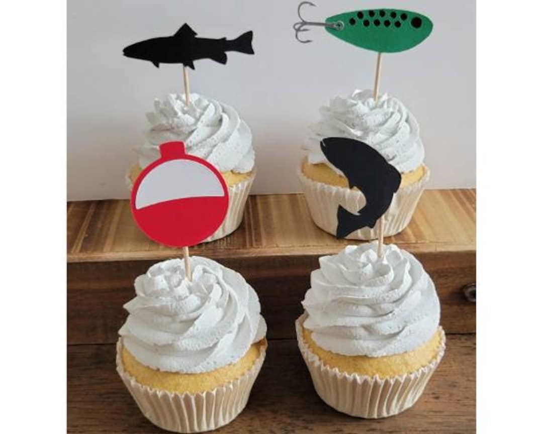 Trout Fishing Cupcake Toppers, Trout Fishing Party, Fishing Birthday