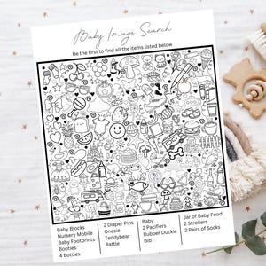 Hidden Object I Spy Baby Shower Game: Printable Activity (PDF Download)