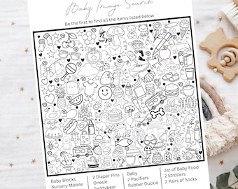 Hidden Object I Spy Baby Shower Game: Printable Activity (PDF Download)