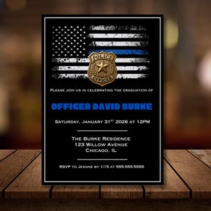 Police Academy Graduation Invitation, Cop Graduation Invitation, Officer Graduation, Instant Digital Download