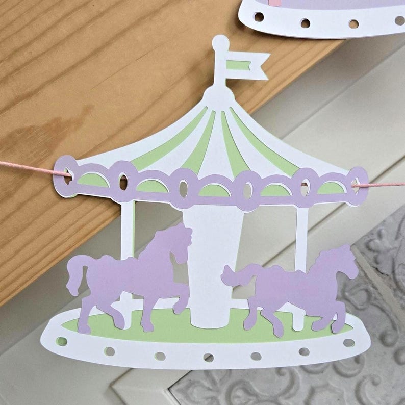 Pastel Pink Carousel Circus Birthday Banner, Carnival Birthday Banner, Circus Birthday, Circus Decorations, Circus Happy Birthday Banner image 4