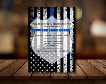 Police Academy Graduation Invitation, Cop Graduation Invitation, Officer Graduation, Instant Digital Download