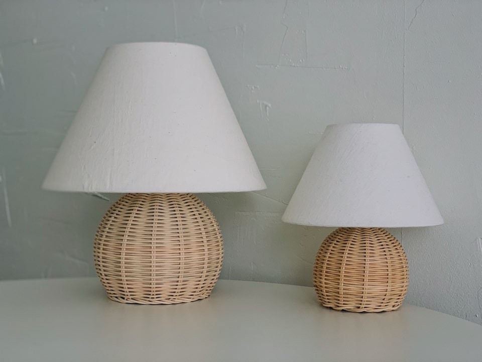 Small & Large Bundle Rattan Lamp Woven Light Shade Wicker Etsy