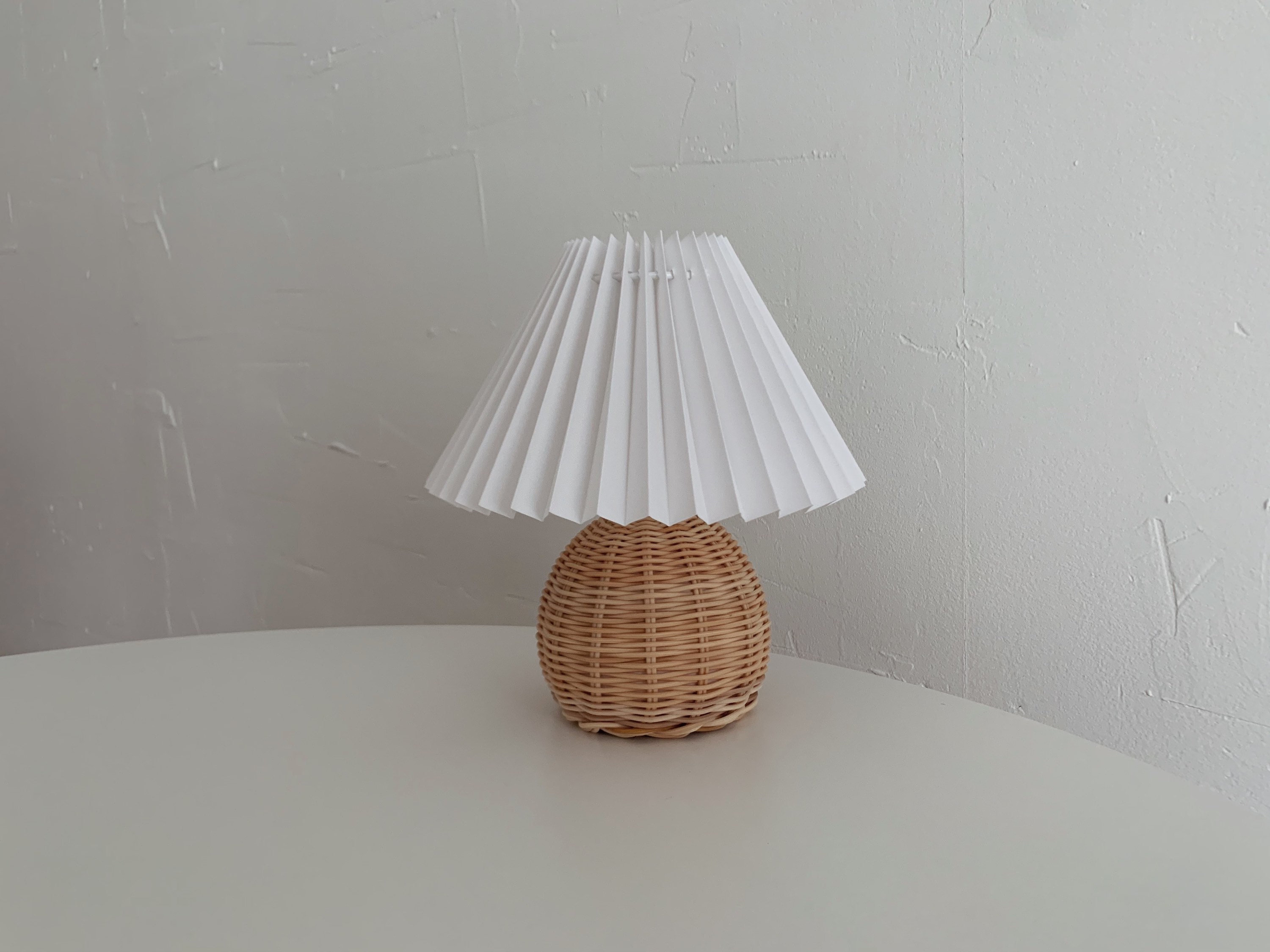 Rattan Lamp Pleated Shade Wicker Table Lamp Pleated Lamp Etsy